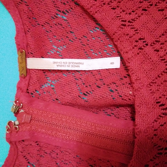 FREE PEOPLE Maroon Red Lace Embroidered Dress - Picture 9 of 11